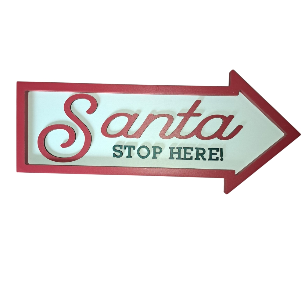 Red and White Holiday Arrow Sign